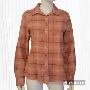 C.E. SCHMIDT Dusty Pink Flannel Plaid Button Down Long Sleeve Shirt